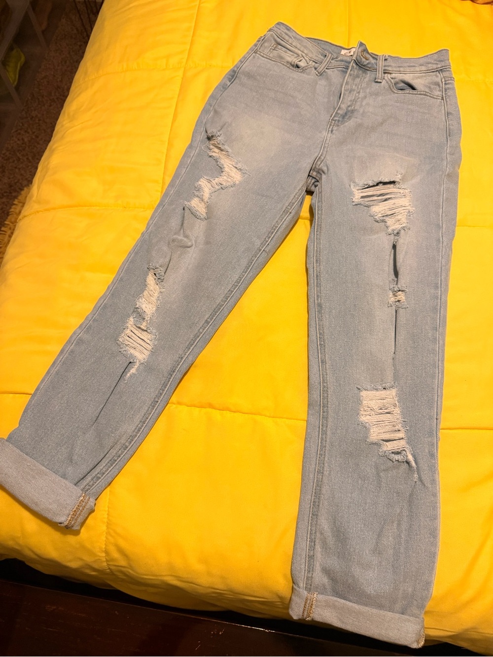 Cello Light Blue Distressed Boyfriend Jeans